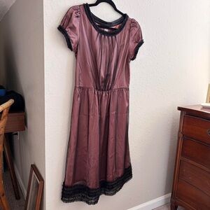 Mikarose vintage pink satin dress with black tulle